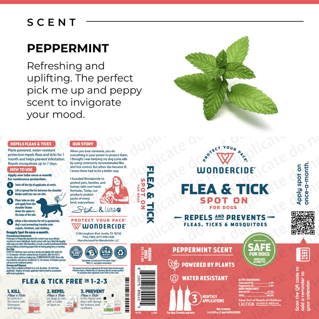 Flea Tick & Mosquito Dog Spot On Medium 3 Tubes of 0.10 oz D9319
