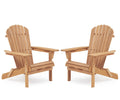 Wooden Folding Adirondack Chair Set of 2 Solid Cedar Light Brown X465384