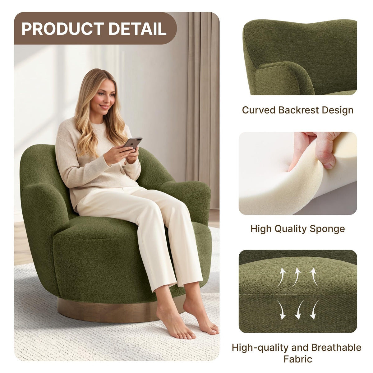 Green Swivel Accent Chair Set of 2 F728