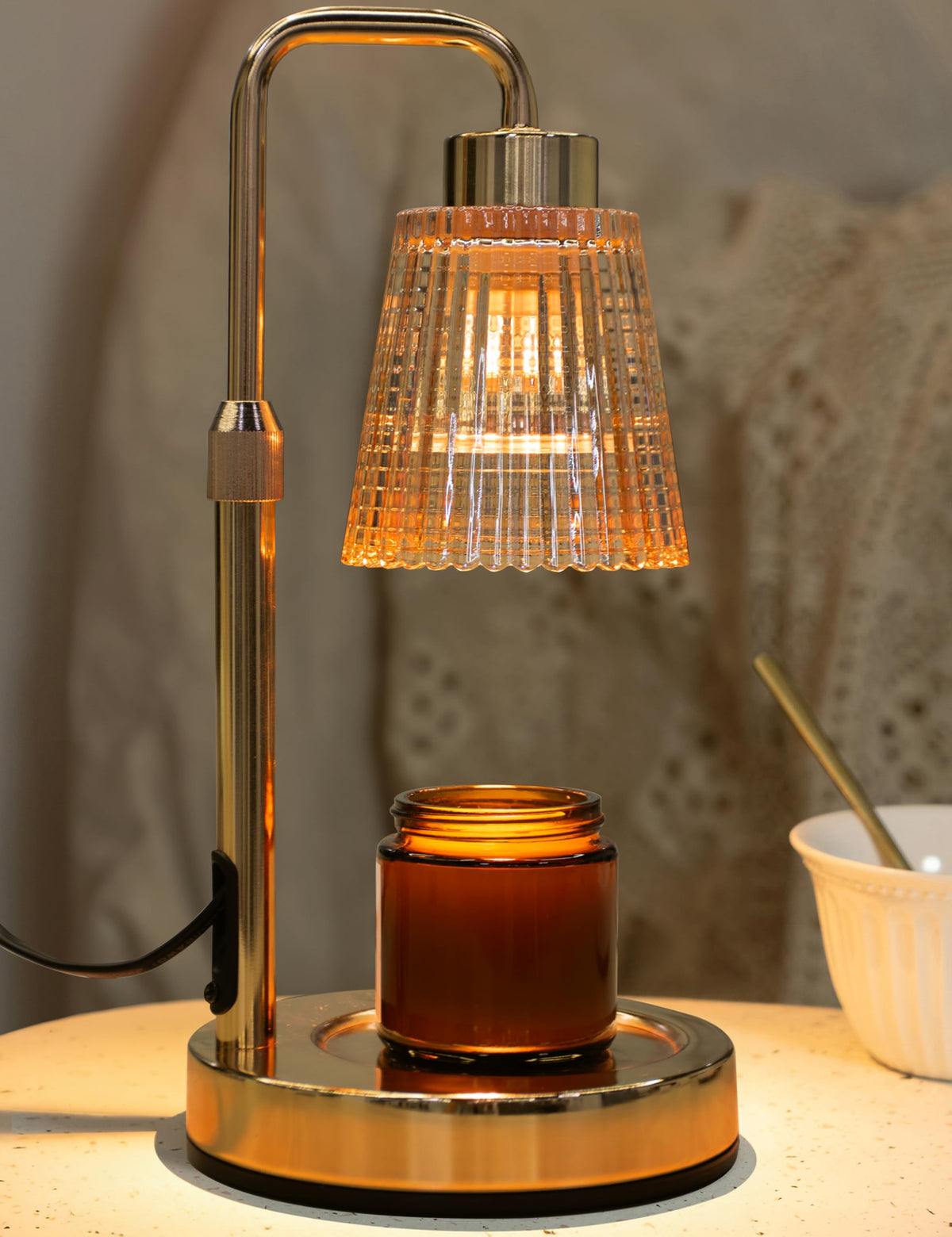 Gold Candle Warmer Lamp with Timer, Dimmable Wax Melt Warmer C230885