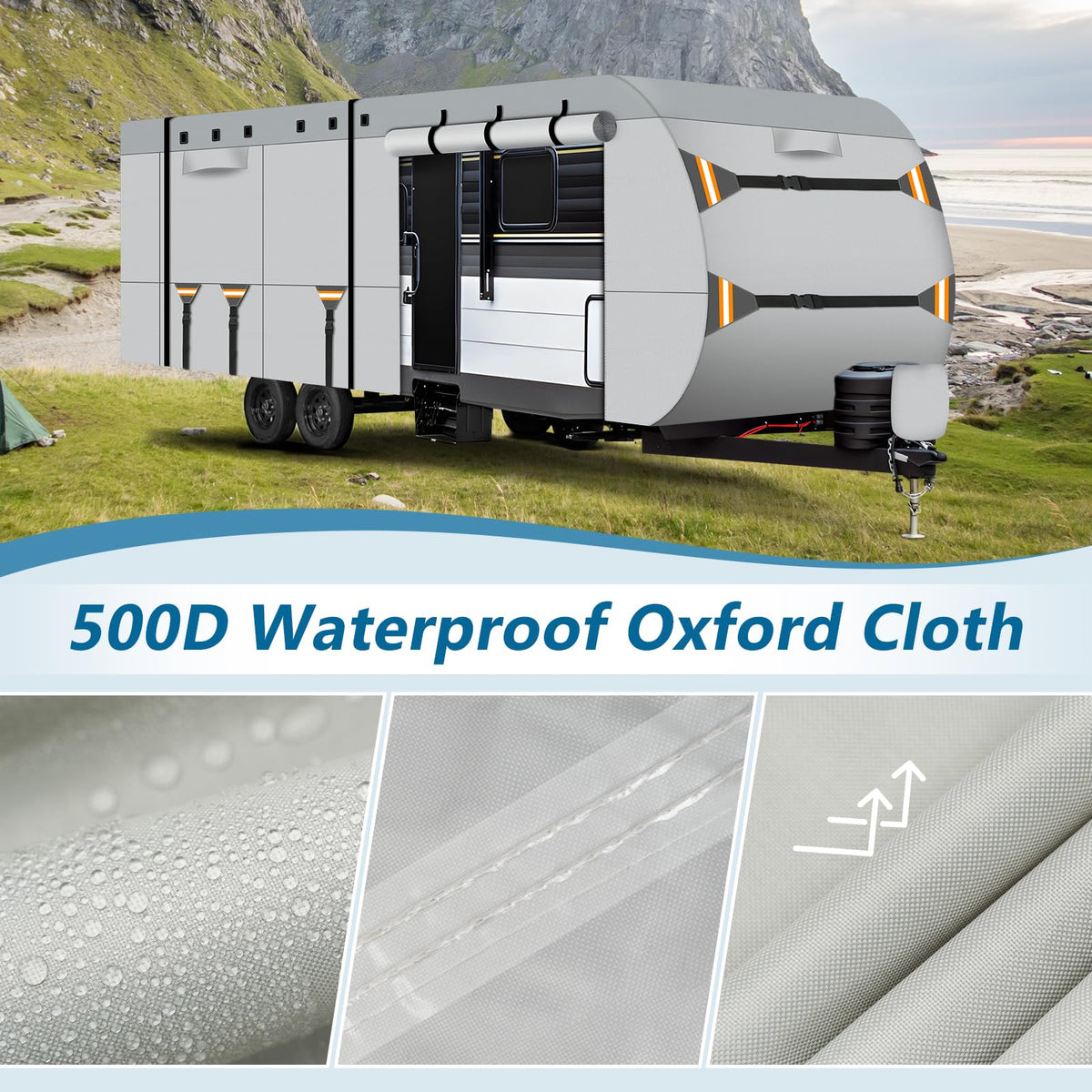 22-24 ft 500D Oxford Waterproof Travel Trailer Cover V623