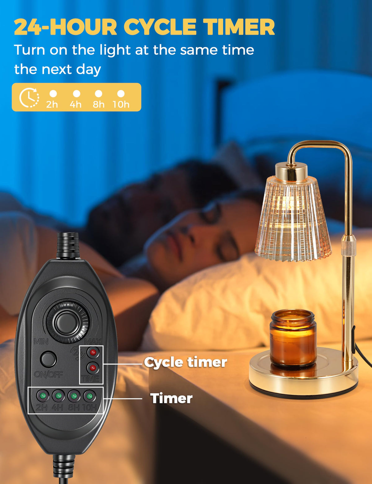 Gold Candle Warmer Lamp with Timer, Dimmable Wax Melt Warmer C230885