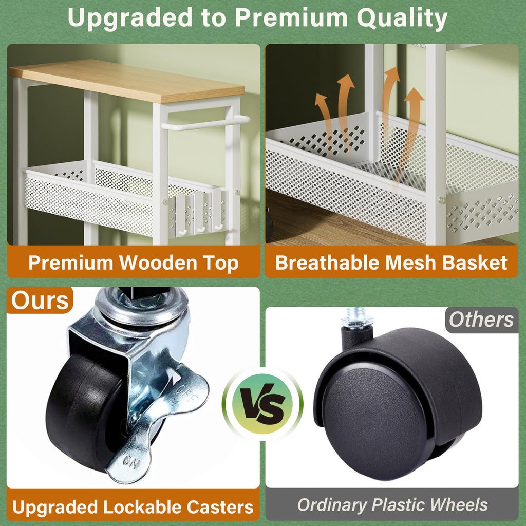 Laundry Room Organization Cart with Casters S7178