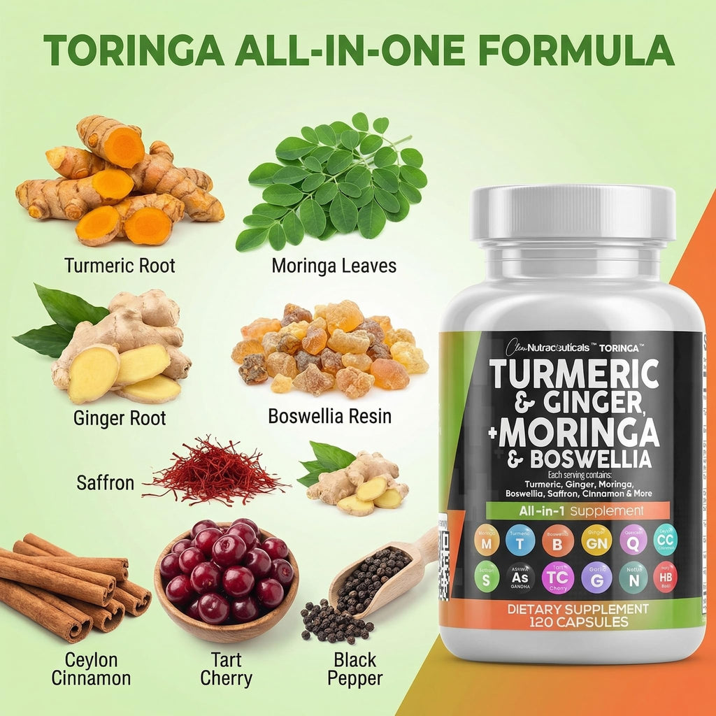 Turmeric Moringa Ginger Boswellia Saffron Supplement T3214