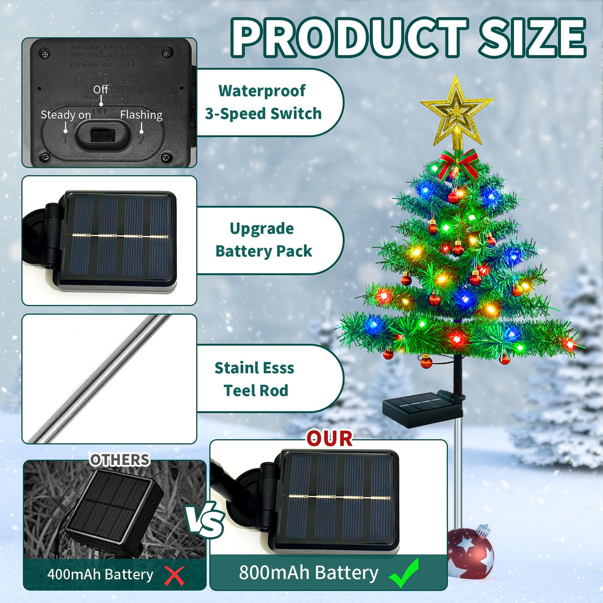 Solar Outdoor Christmas Tree Lights A799