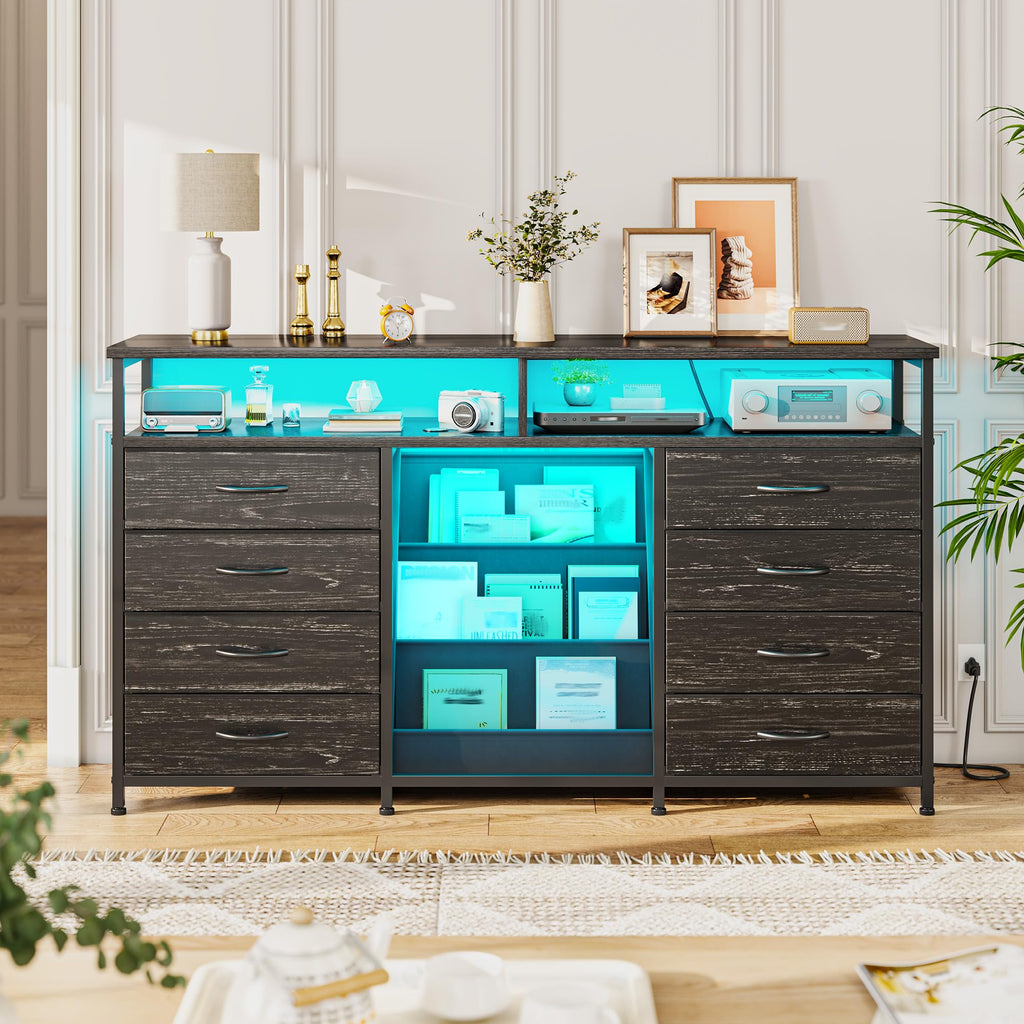 55" W LED Dresser with 8 Drawers & Power Outlet H722267