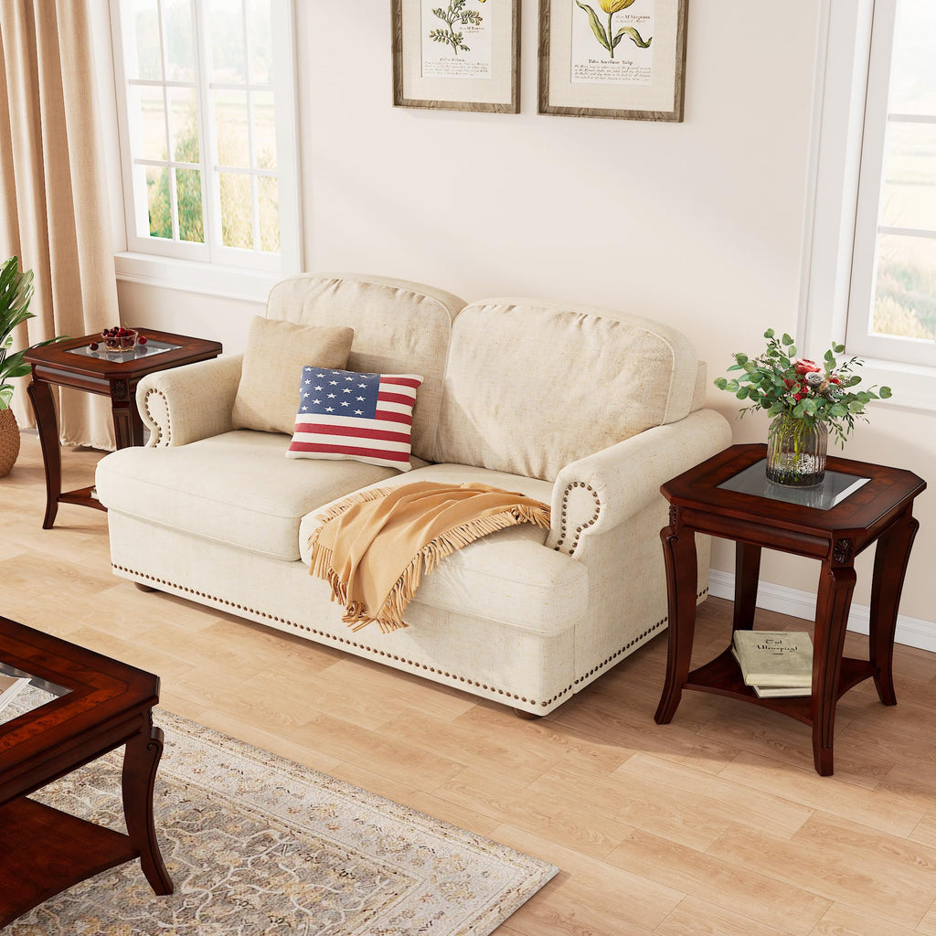 Set of 2 Solid Wood End Table A93620