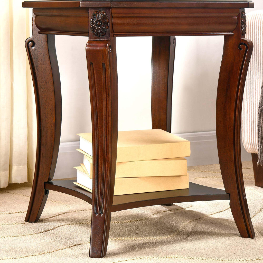 Vintage Wood End Table with Storage Shelf O665