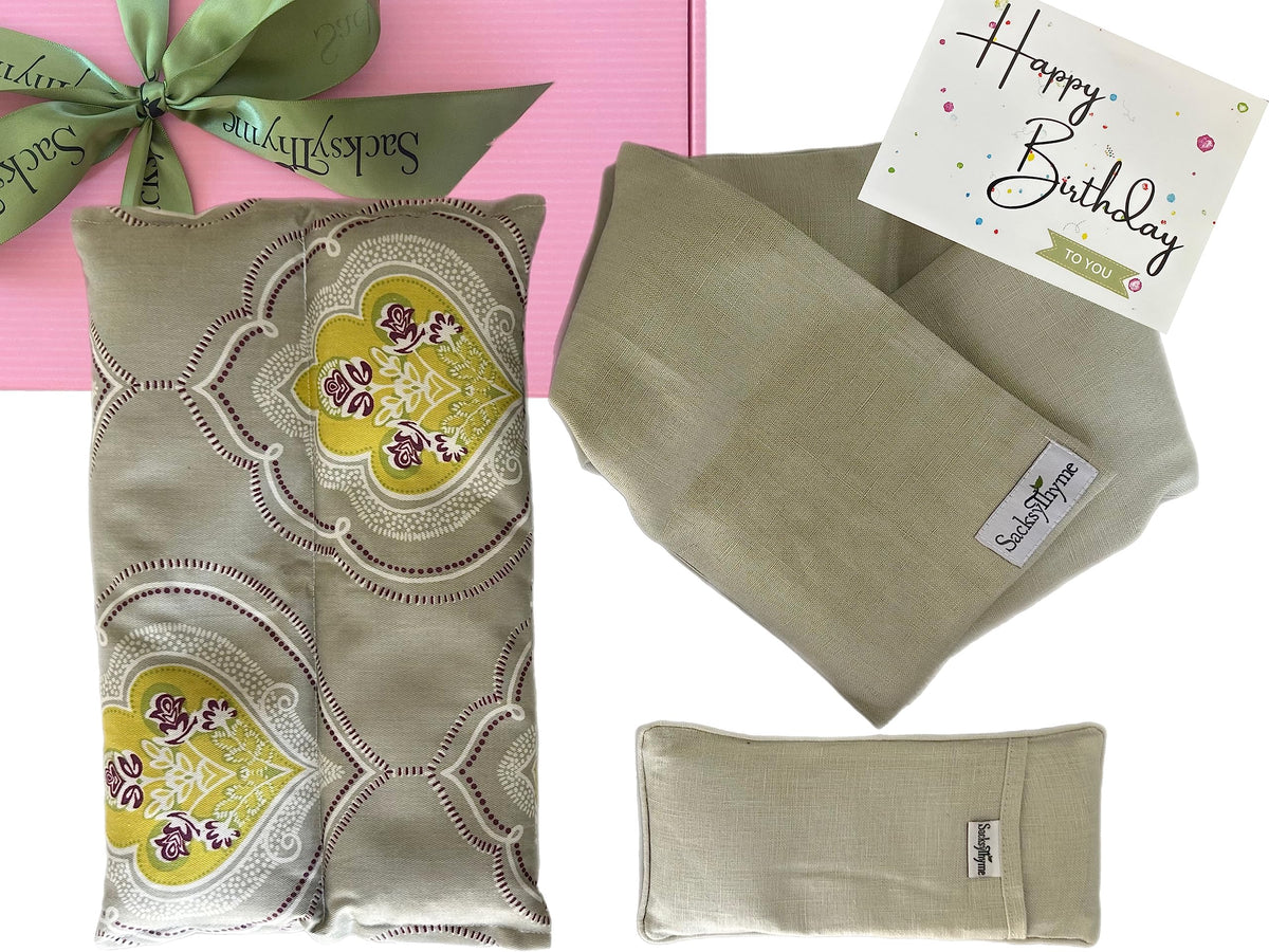 3 Piece Lavender Heating Pad, Linen Neck Wrap & Eye Pillow I522