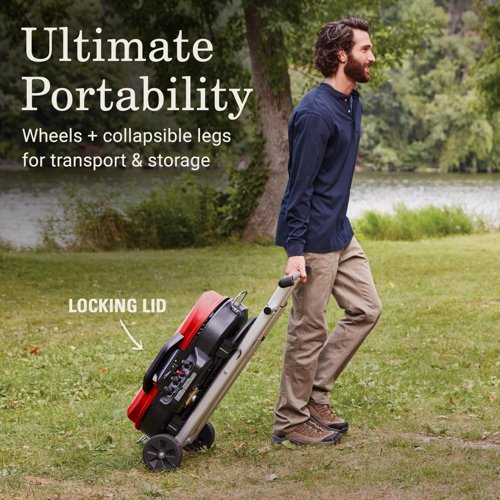 Portable Propane Grill, 3 Burners, Red Z5932
