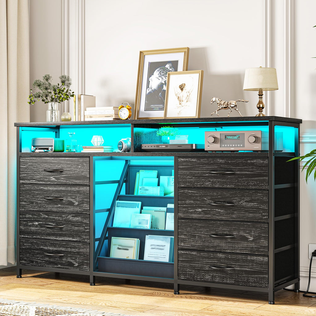 55" W LED Dresser with 8 Drawers & Power Outlet H722267
