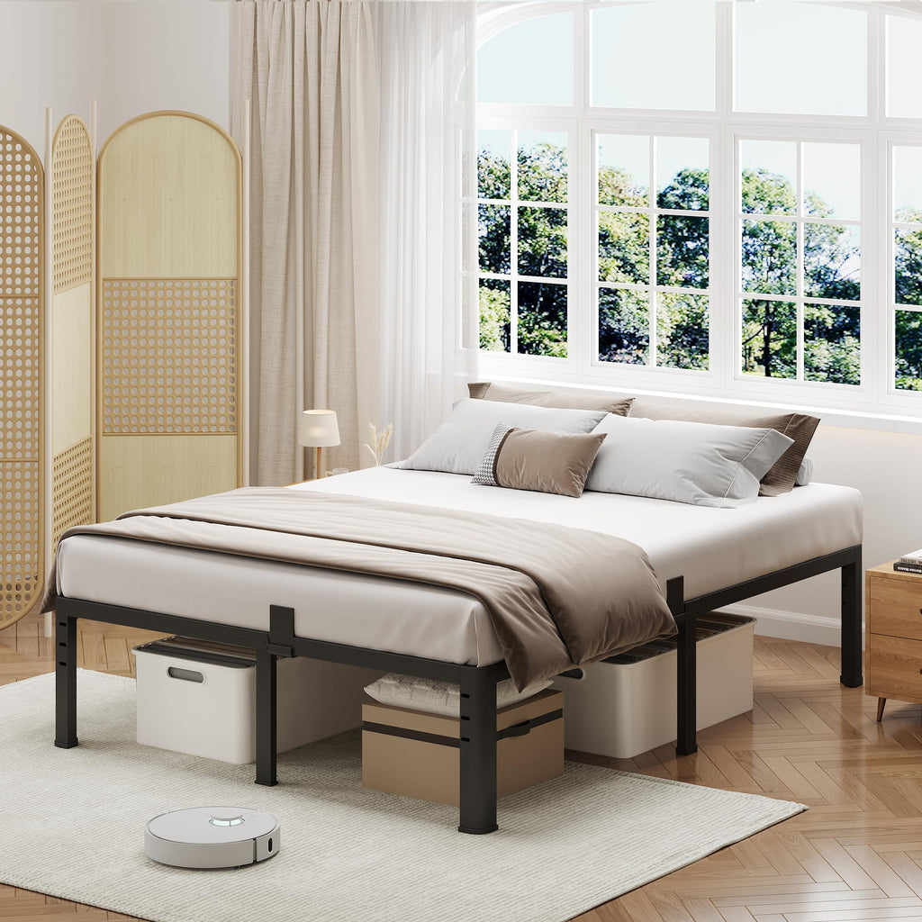 18 Inch Queen Size Metal Platform Bed Frame N17453
