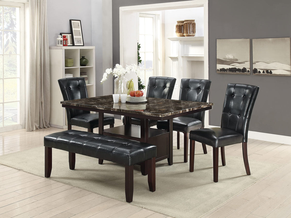Black Faux Leather Tufted Parson Chairs Set of 2 A2073