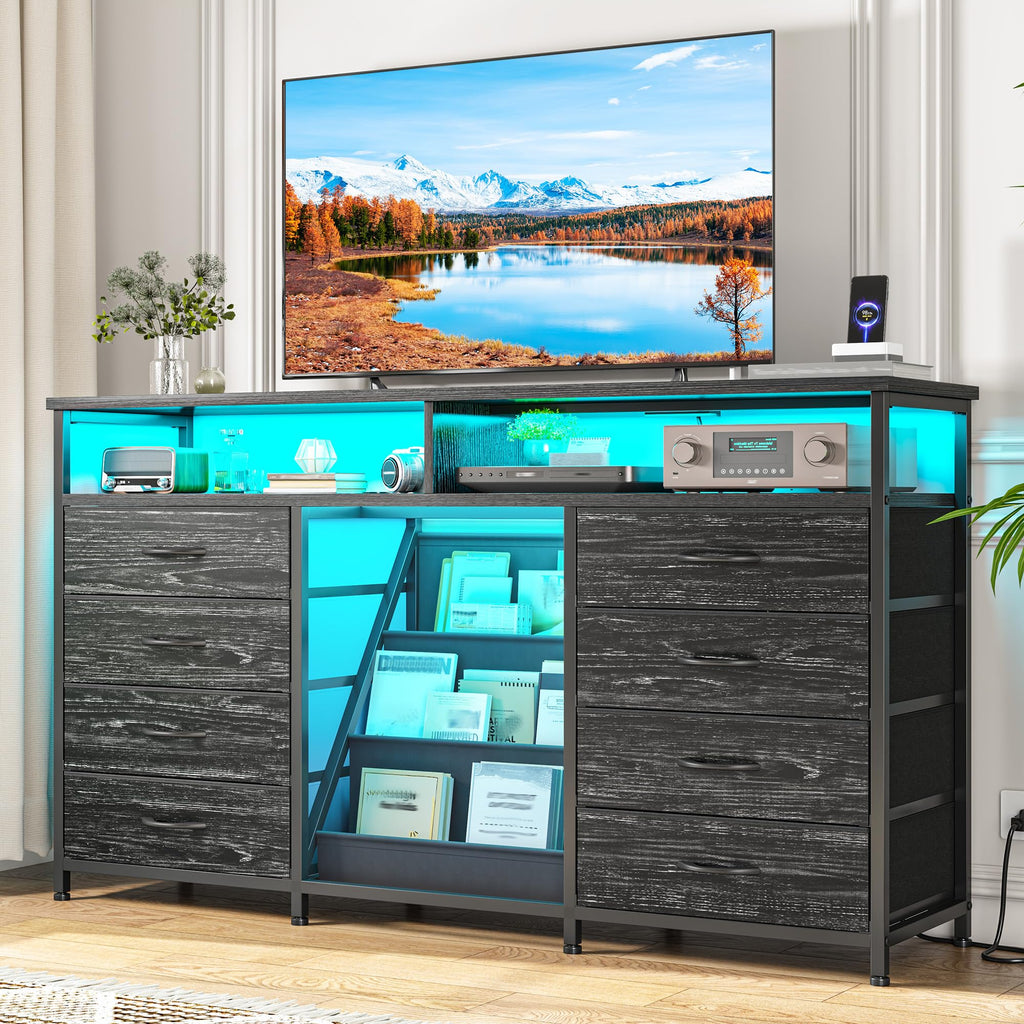55" W LED Dresser with 8 Drawers & Power Outlet H722267