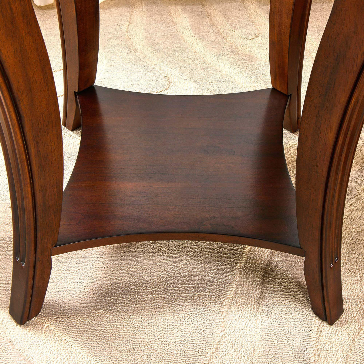 Vintage Wood End Table with Storage Shelf O665