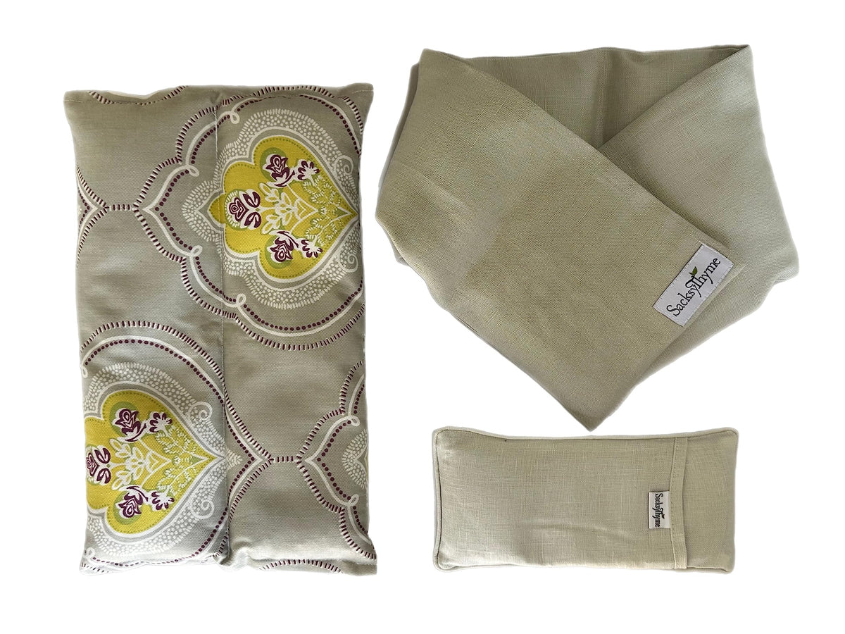 3 Piece Lavender Heating Pad, Linen Neck Wrap & Eye Pillow I522