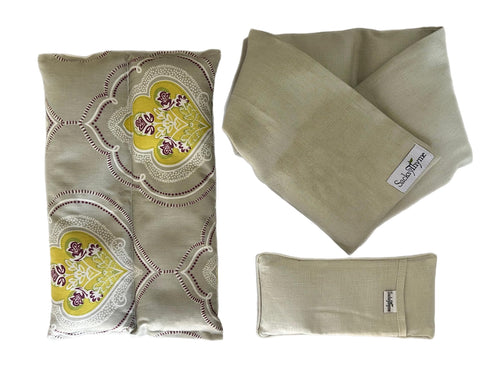 3 Piece Lavender Heating Pad, Linen Neck Wrap & Eye Pillow I522