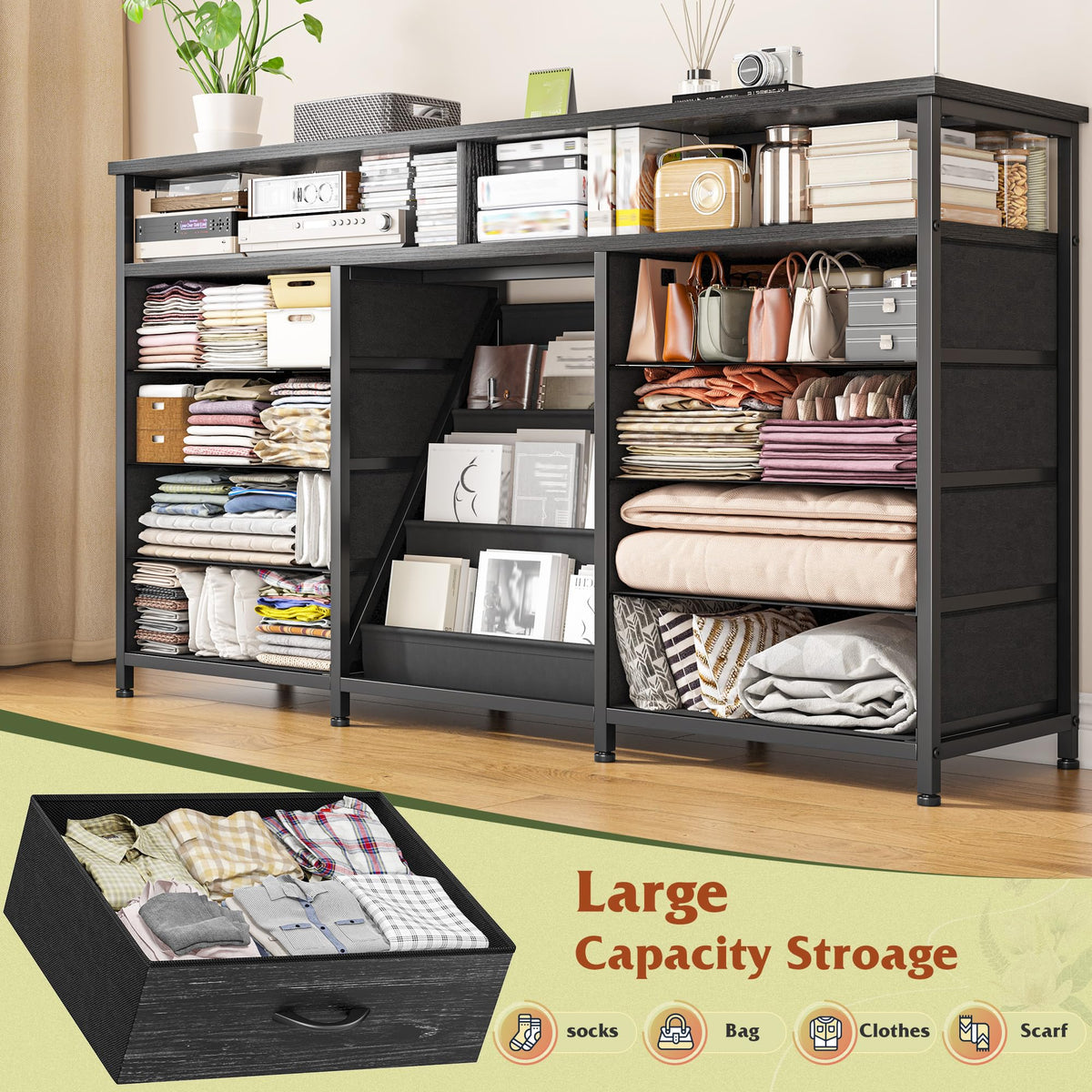 55" W LED Dresser with 8 Drawers & Power Outlet H722267