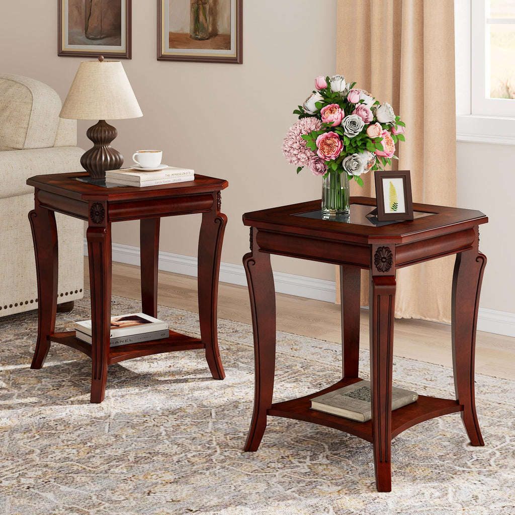 Set of 2 Solid Wood End Table A93620