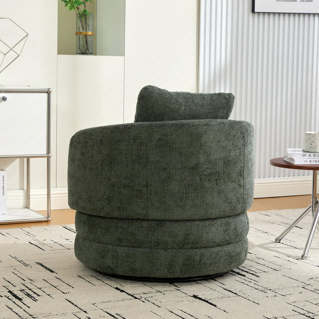 30" Modern Round Set of 2 Swivel Chenille Upholstered Barrel Chair E190