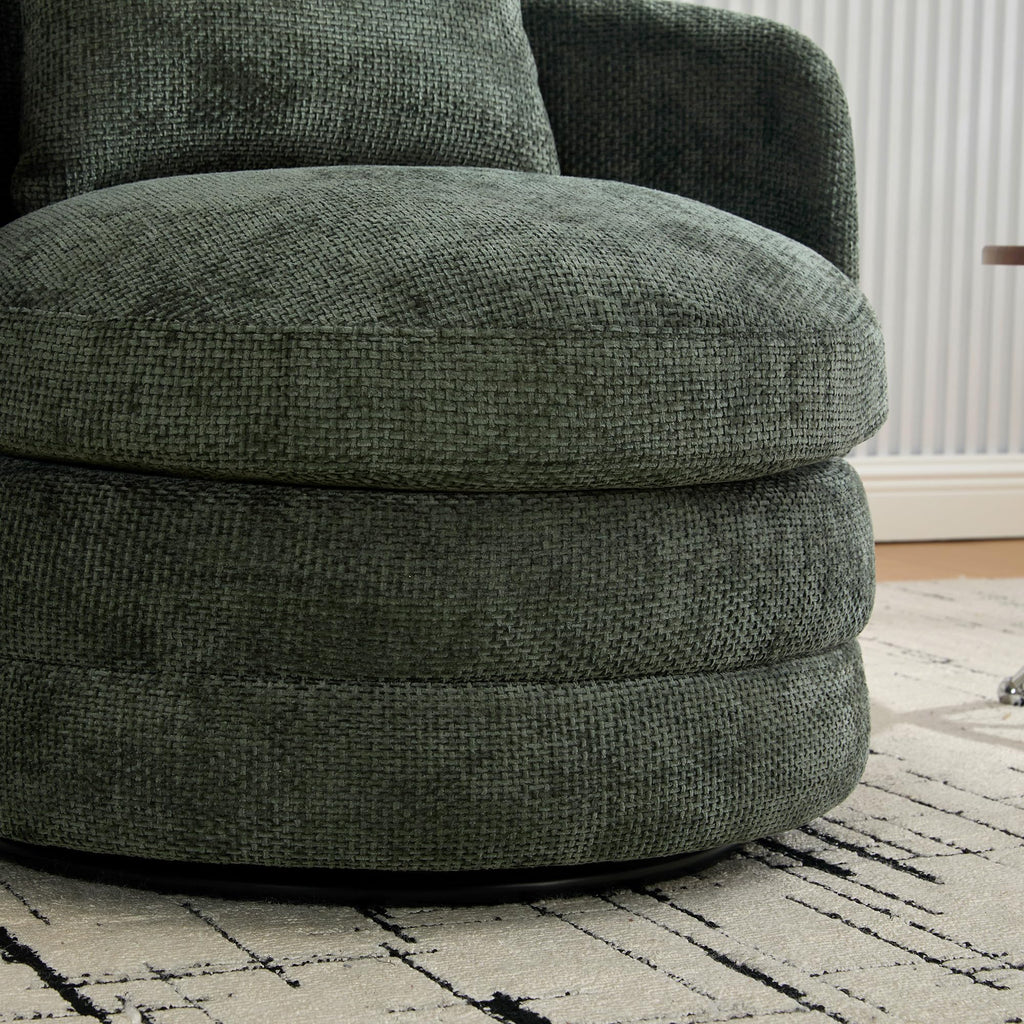 30" Modern Round Set of 2 Swivel Chenille Upholstered Barrel Chair E190